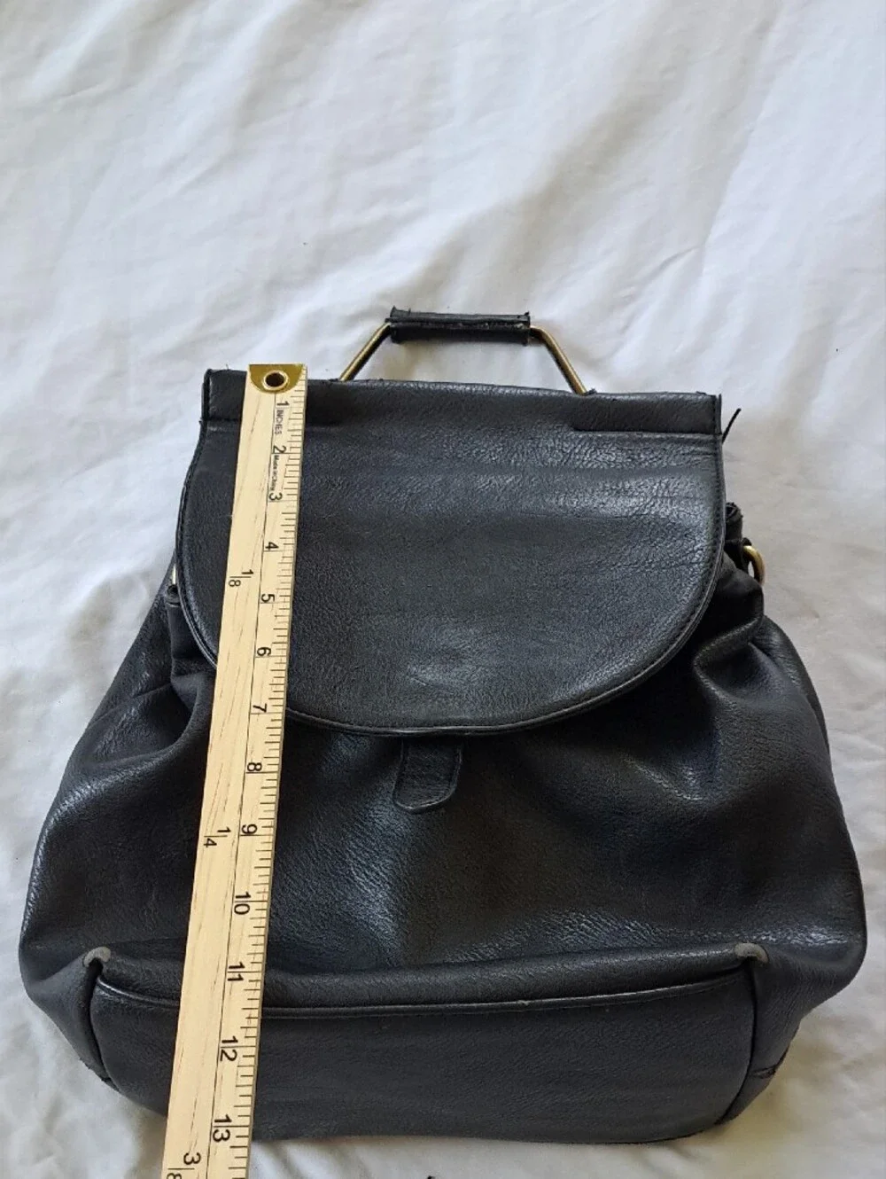 Antik Kraft Black Vegan Leather Convertible Backpack Purse with Gold-Tone Handle